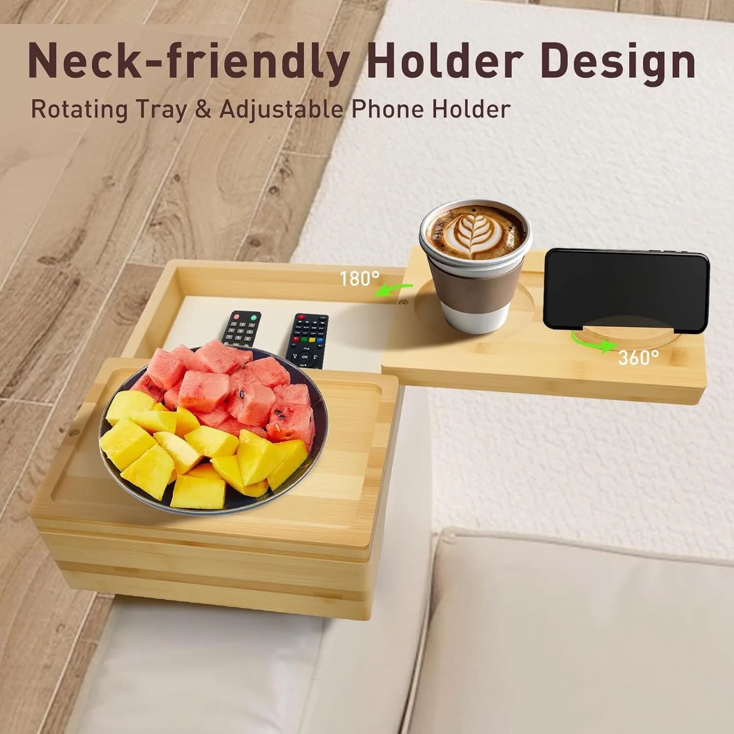 Bamboo sofa armrest tray
