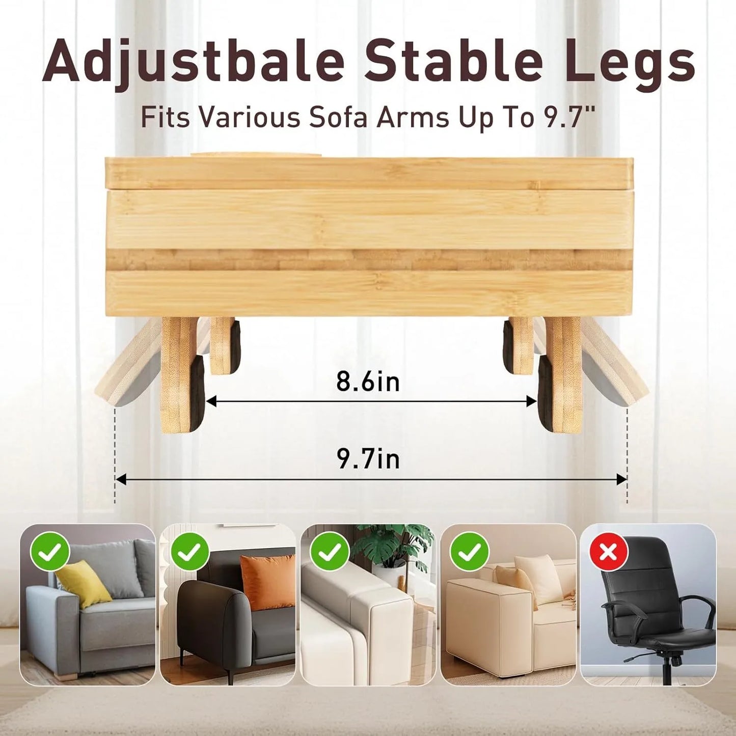 Bamboo sofa armrest tray