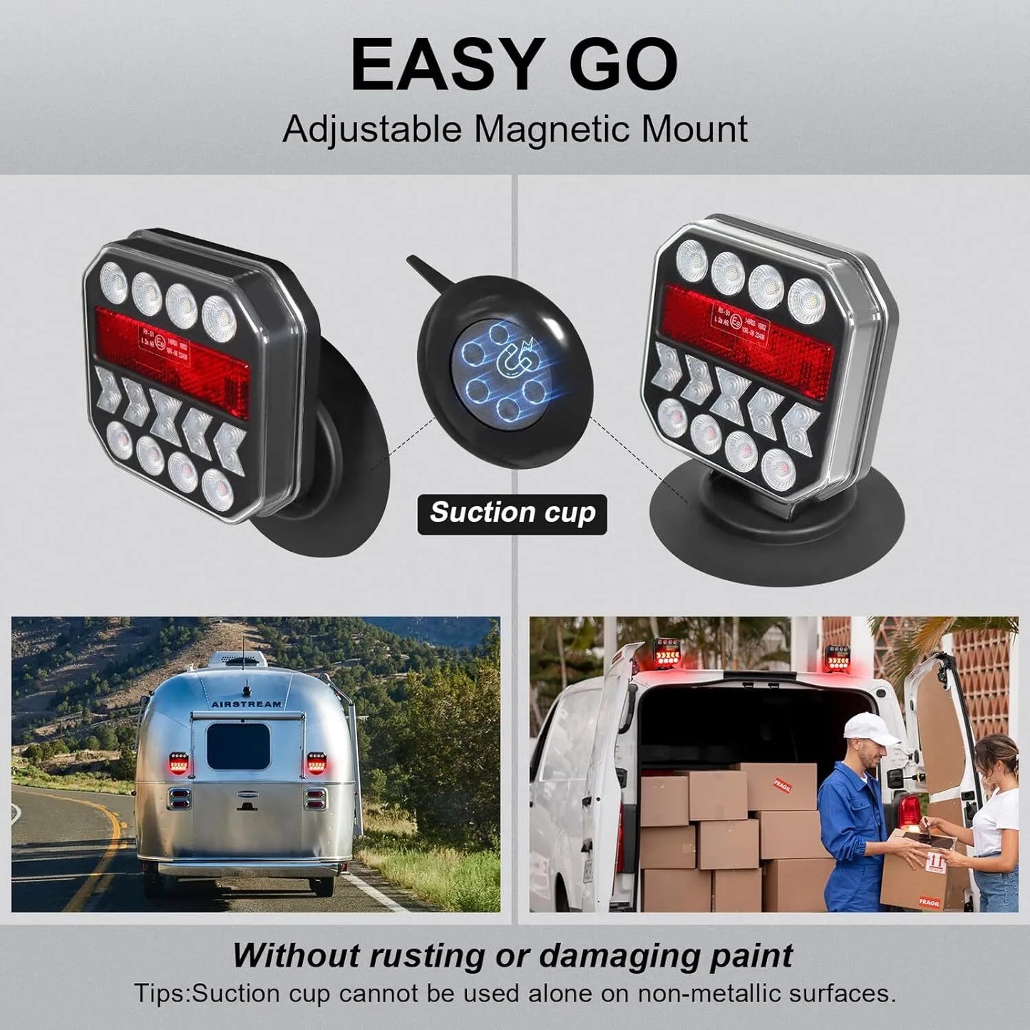 Adjustable magnetic trailer light strip reflector