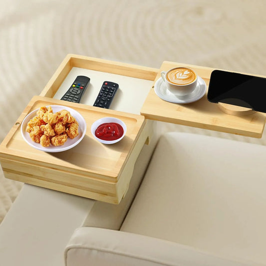 Bamboo sofa armrest tray